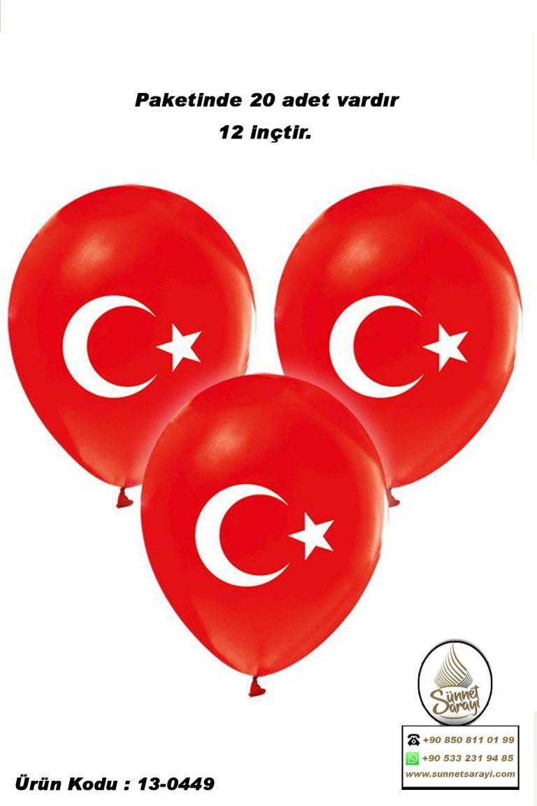 BALON, 20´Lİ BAYRAK BALON SÜNNET DÜĞÜN SÜSÜ