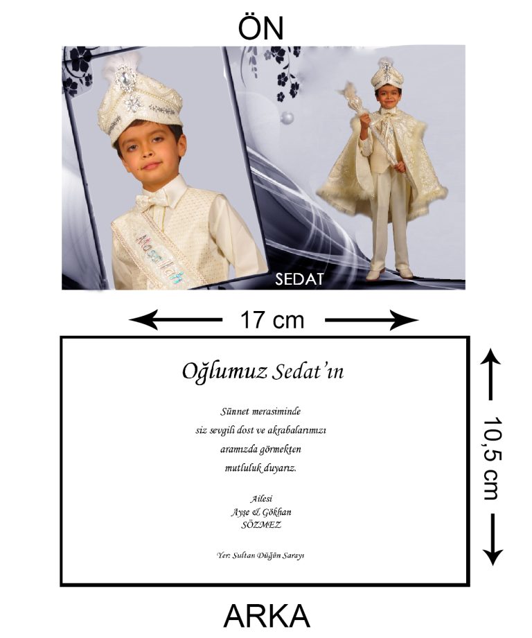 SADE FOTOĞRAFLI MODERN SÜNNET DÜĞÜN DAVETİYESİ