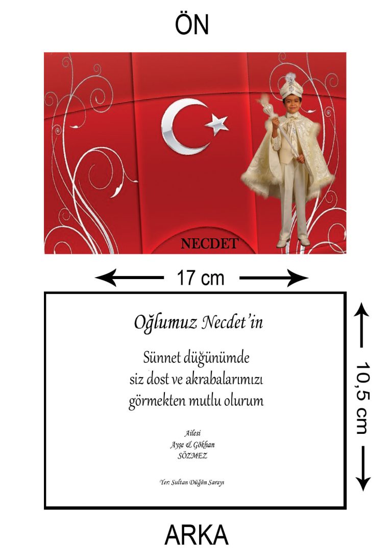 BAYRAK FOTOĞRAFLI TÜRKİYE SÜNNET DÜĞÜN DAVETİYESİ