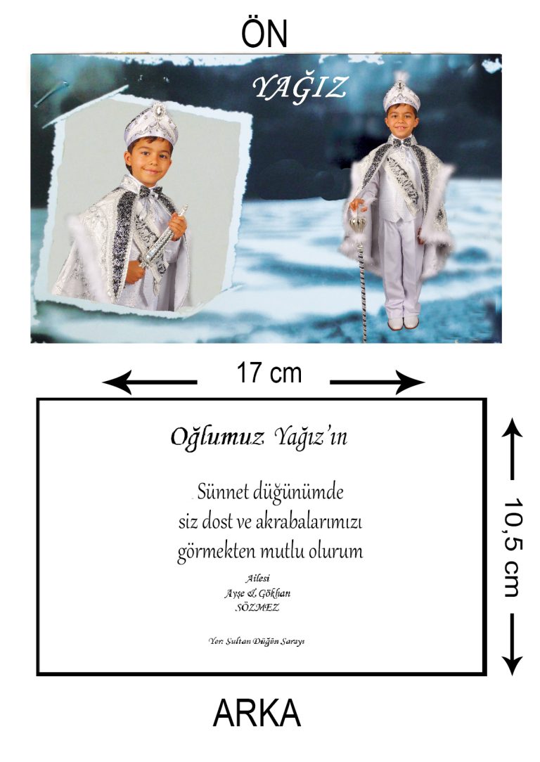 SADE FOTOĞRAFLI TASARIM SÜNNET DÜĞÜN DAVETİYESİ