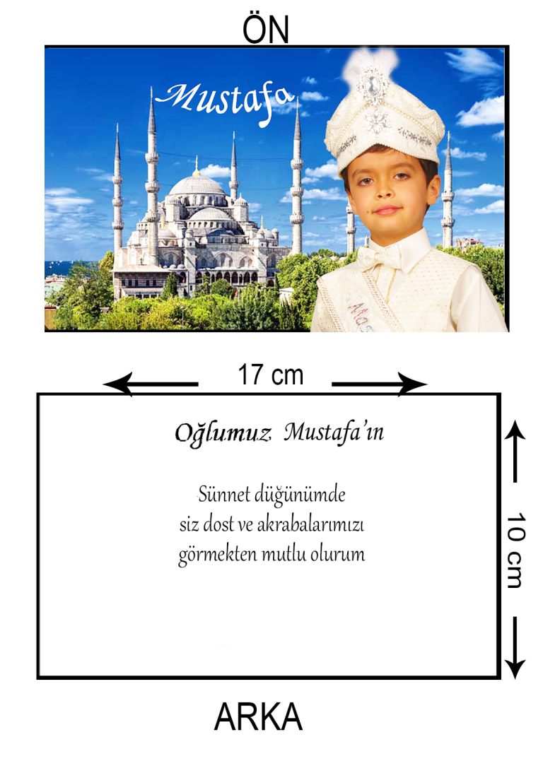 İSLAMİ FOTOĞRAFLI CAMİİLİ SÜNNET DÜĞÜN DAVETİYESİ