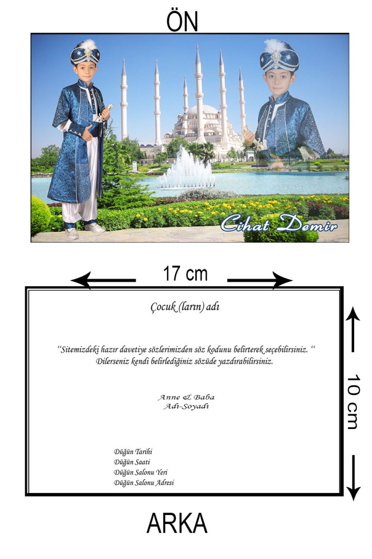İSLAMİ FOTOĞRAFLI CAMİİLİ SÜNNET DÜĞÜN DAVETİYESİ