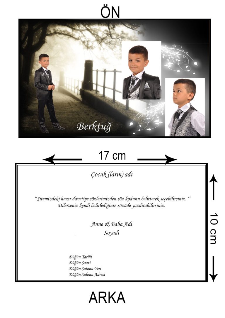 SADE FOTOĞRAFLI TASARIM SÜNNET DÜĞÜN DAVETİYESİ
