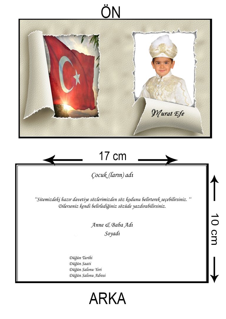 TÜRK BAYRAKLI  FOTOĞRAFLI DAVETİYE