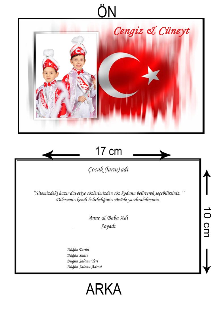 TÜRK BAYRAKLI FOTOĞRAFLI DAVETİYE