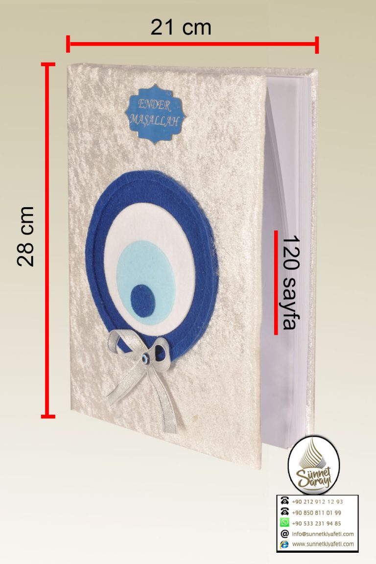 KADİFE KAPLI, NAZAR BONCUKLU, İSİM YAZILI, ANI DEFTERİ 21X28