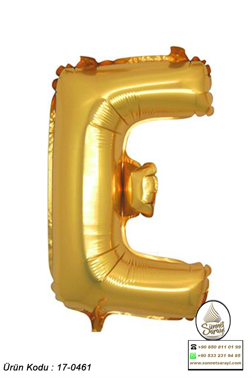 E ALTIN FOLYO HARF BALON, 16 İNÇ, 20X40 CM