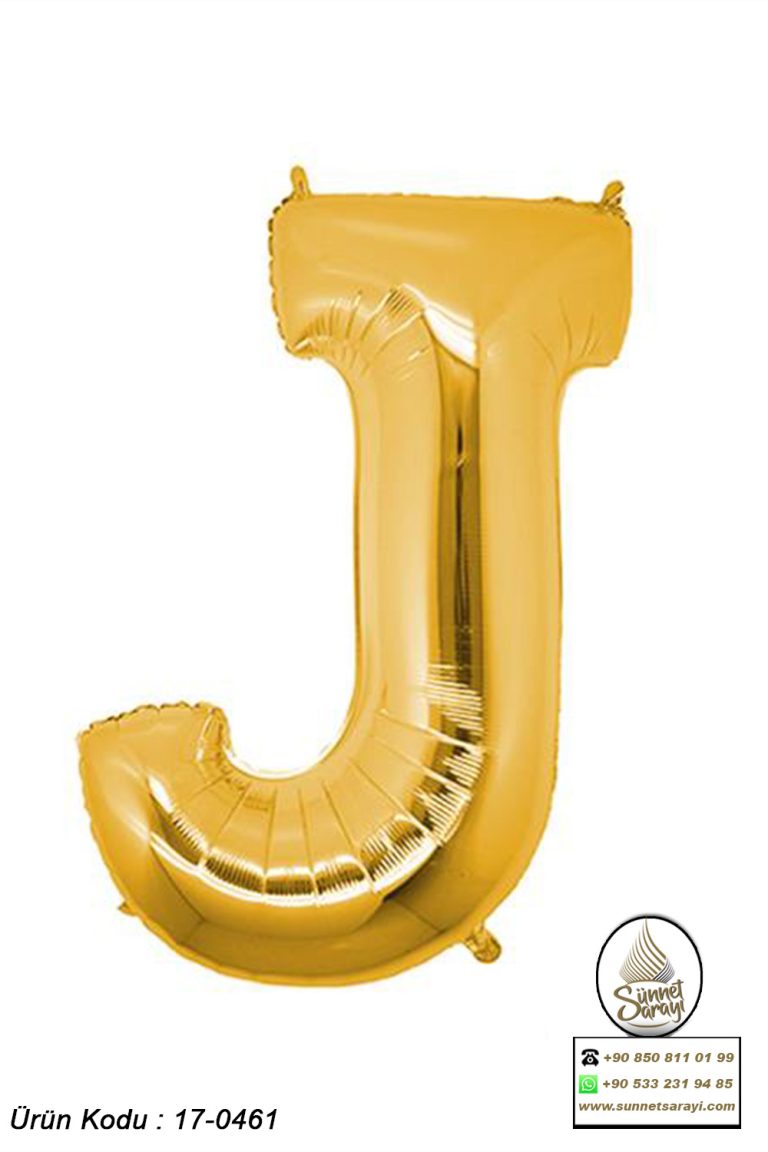 J ALTIN FOLYO HARF BALON, 16 İNÇ, 20X40 CM