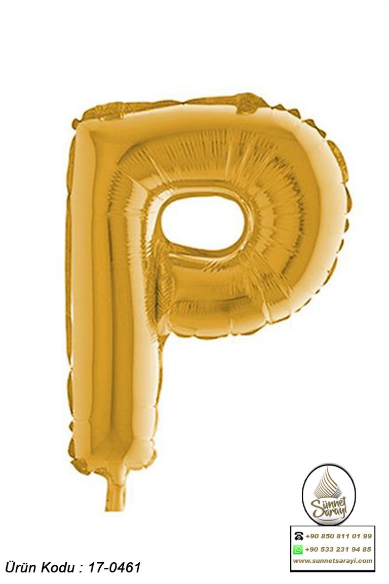 P ALTIN FOLYO HARF BALON, 16 İNÇ, 20X40 CM