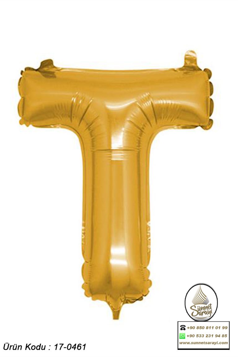 T ALTIN FOLYO HARF BALON, 16 İNÇ, 20X40 CM