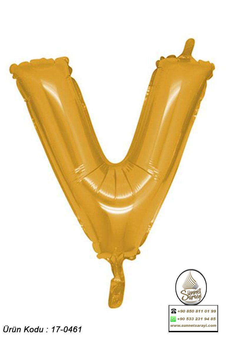 V ALTIN FOLYO HARF BALON, 16 İNÇ, 20X40 CM