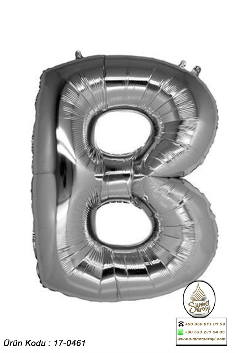 B GÜMÜŞ FOLYO HARF BALON, 16 İNÇ, 20X40 CM