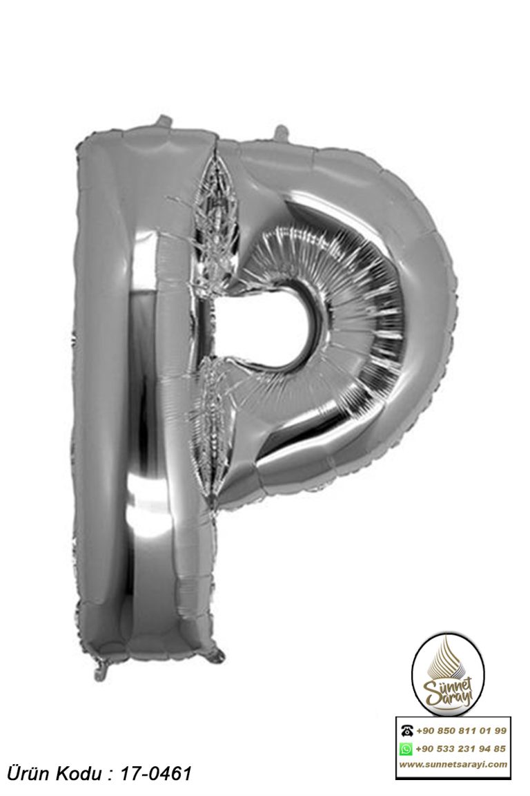 P GÜMÜŞ FOLYO HARF BALON, 16 İNÇ, 20X40 CM