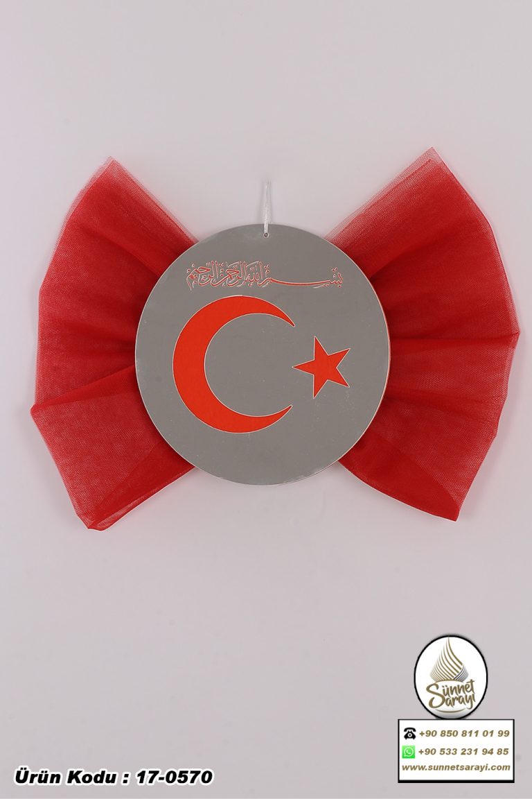 SÜNNET KAPI SÜSÜ, RENKLİ PLEKSİ, TÜRK BAYRAKLI, BESMELELİ