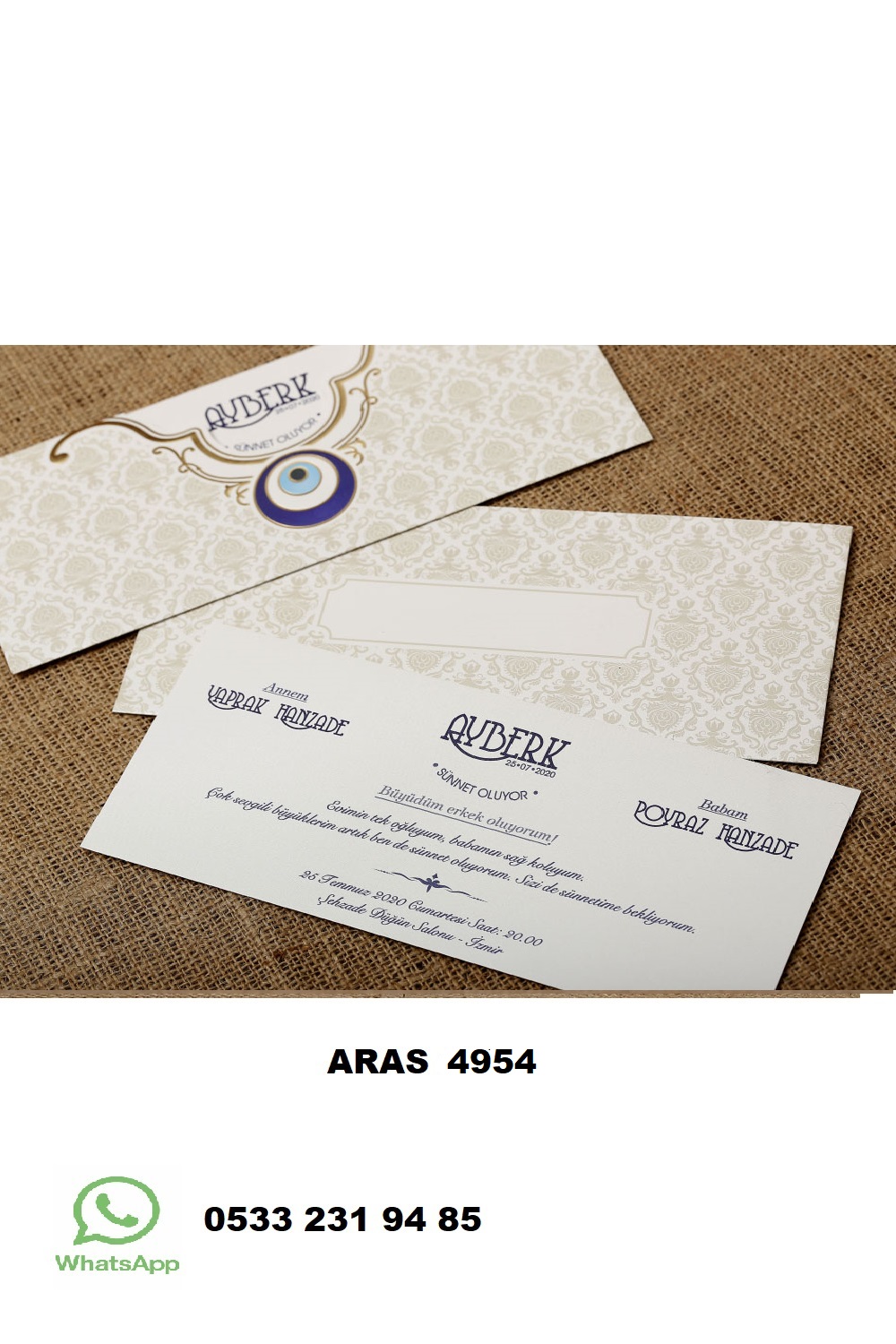 SÜNNET DAVETİYESİ, 4954 ARAS SÜNNET DÜĞÜN DAVETİYESİ - Görsel 2